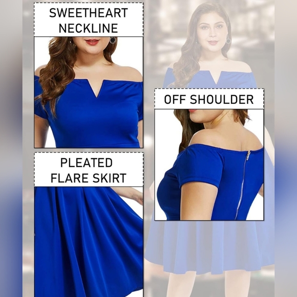 LALAGEN Women's Plus Size Vintage 1950s Party Cocktail Wedding Swing Midi Dress - Picture 4 of 10